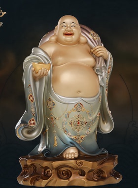 东来紫铜如意添福弥勒像招财聚财家用店铺开业礼品工艺品京铜摆件