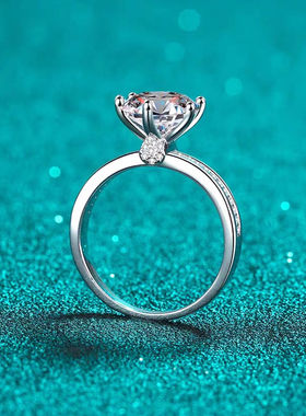 进口D色净度vvs1许愿池1克拉-5克拉/S925银莫桑闭口女戒指求婚定