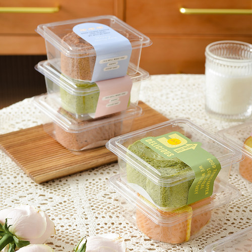 网红ins迷你蛋糕卷包装盒女王卷泡芙瑞士卷甜品一次性塑料透明盒 - 图1