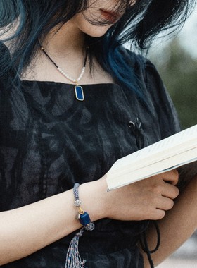 项链青金石宝石项链女原创吊坠