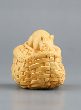 老鼠雕刻可爱风小动物汽车摆件