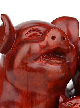 吉祥三宝十二红木客厅玄关生肖猪