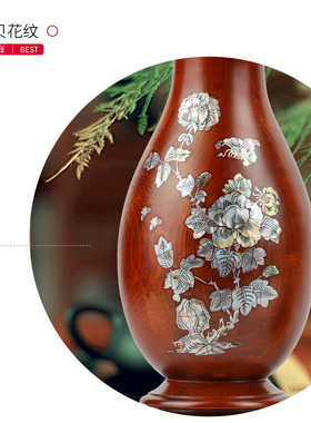 实木质中式风室内禅意花插工艺品