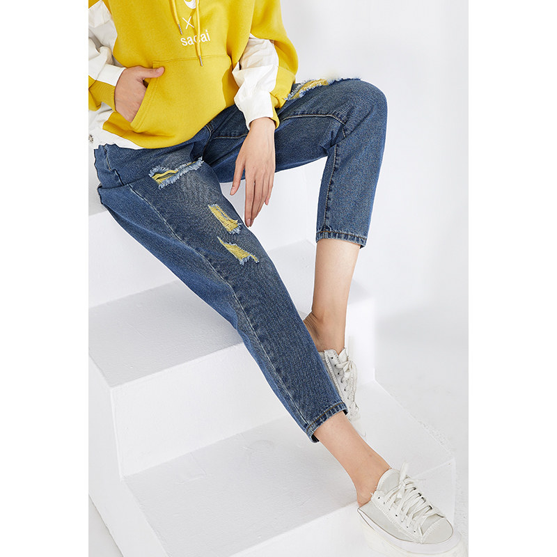 孕之彩孕妇直筒裤九分外穿牛仔裤 孕之彩服饰孕妇直筒裤