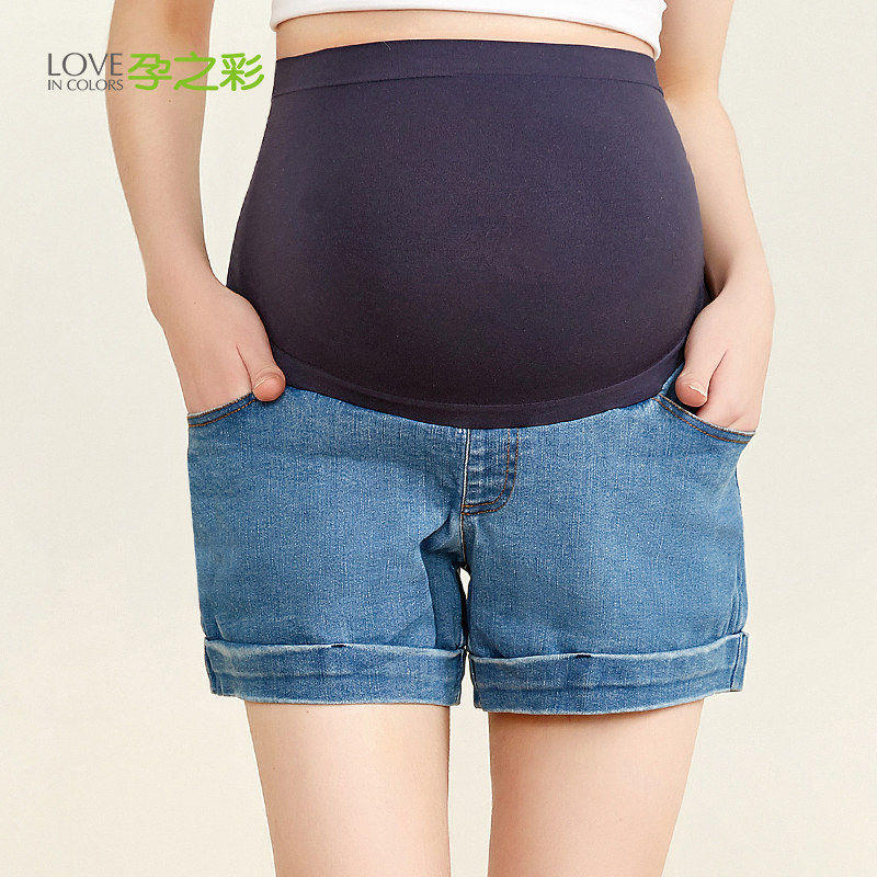 孕之彩孕妇短裤夏季2020新款牛仔裤 孕之彩服饰孕妇直筒裤