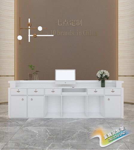 定制服装店网红收银台小型酒店柜台公司吧台接待台异形美容院前台 - 图2