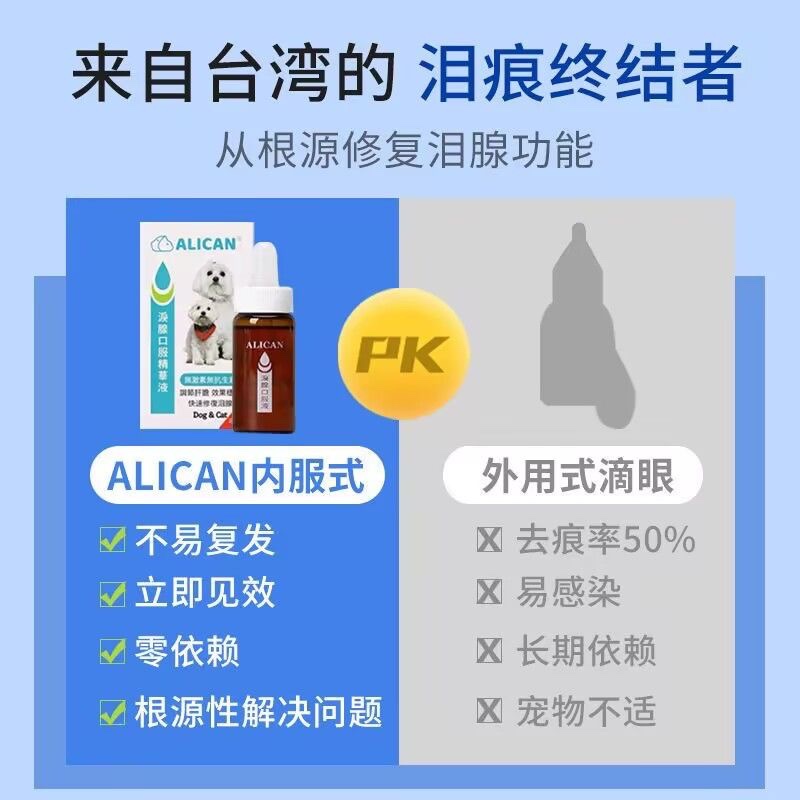 台湾ALICAN泪痕液狗狗去泪痕神器猫咪比熊博美泰迪眼睛泪腺去除液 - 图3