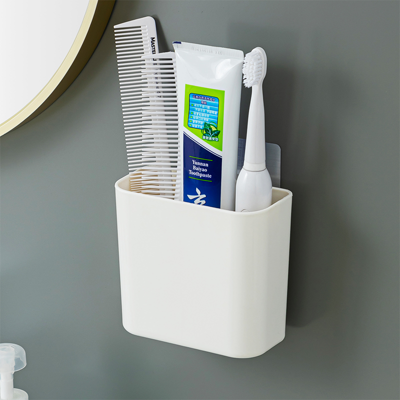 卫生间牙膏盒牙刷筒吸盘收纳盒梳子壁挂免打孔吸壁式置物架牙刷架