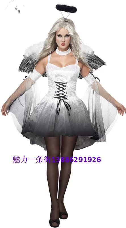 万圣节服装成人女巫婆恐怖恶魔黑天使鬼新娘吸血鬼夜店COS演出服-图1