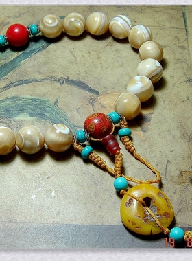 金丝贝壳蜜蜡背云结缘佛珠特价