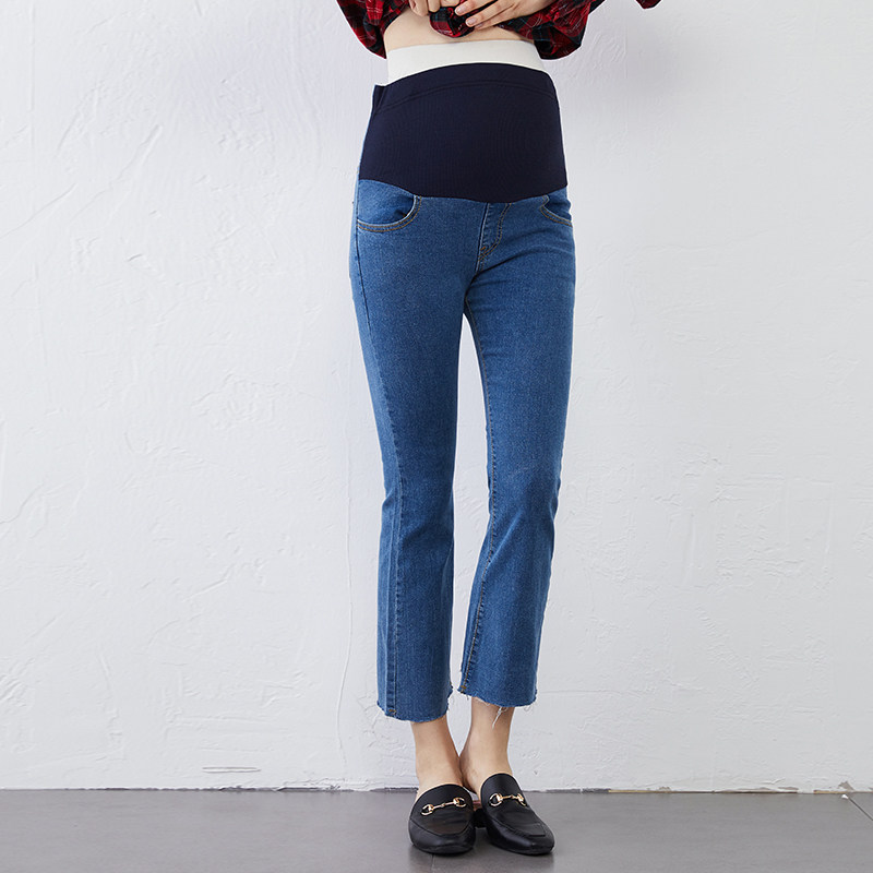 孕妇外穿2020早秋装加绒加厚牛仔裤 贝儿森孕妇打底裤