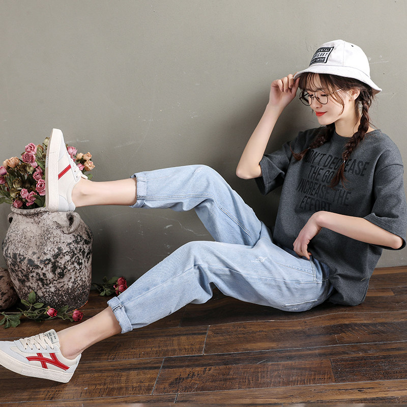 孕妇春秋款外穿托腹裤潮妈牛仔裤 贝儿森孕妇直筒裤