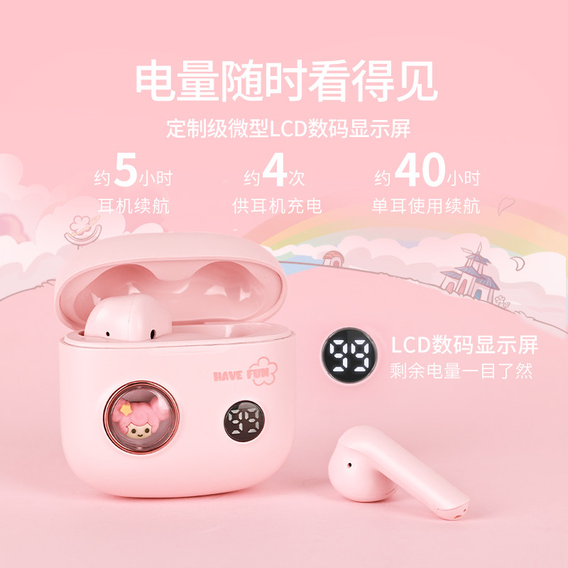 王者荣耀耳机王者荣耀xYUNGUO无线蓝牙耳机可爱乐开花系列长续航高清数码显示