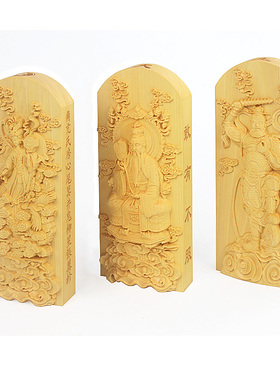 令牌黄杨木摆件雕刻立体