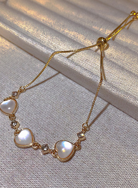 韩国气质猫眼爱心手链ins风时尚百搭手串个性新款可调节手饰