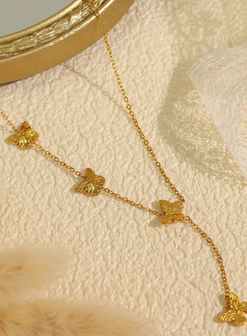 简约蝴蝶流苏项链女轻奢感百搭甜美气质小众设计不掉色锁骨链