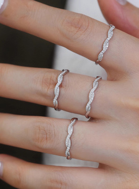 s925纯银戒指女ins叠戴缠绕波浪繁星条指环精致时尚气质优雅浪漫