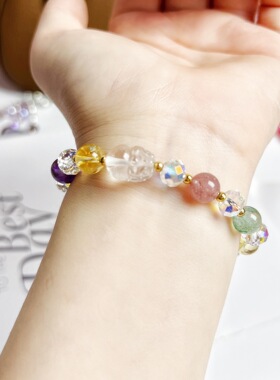 天然原创多宝水晶手链凤九九尾狐狸貔貅手串爆款送闺蜜礼物夏