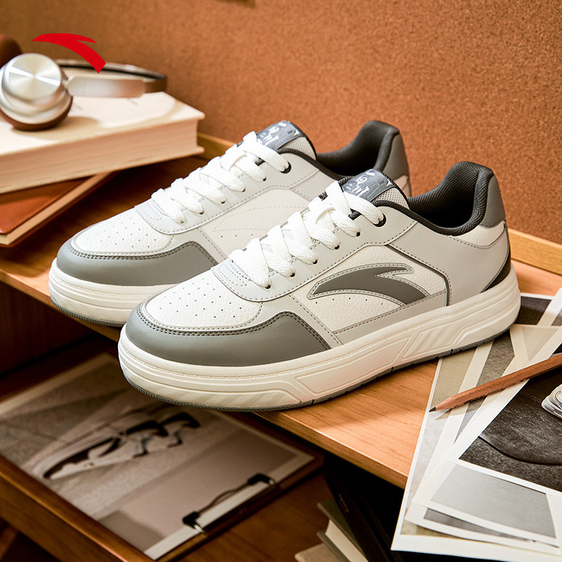 安踏百川丨经典低帮板鞋男鞋冬季新款革面小白鞋运动鞋112538010,淘宝优惠券,粉丝福利购,淘宝优惠卷