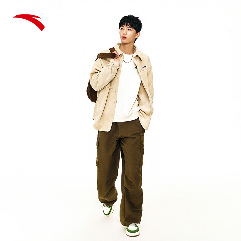 安踏美式复古长袖灯芯绒衬衫男女同款加绒宽松休闲外套172448102,淘宝优惠券,粉丝福利购,淘宝优惠卷