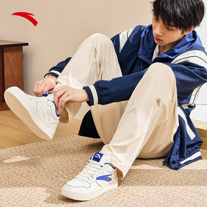 安踏轻松板鞋男鞋秋季新款厚底小白鞋低帮军训白色休闲鞋子运动鞋