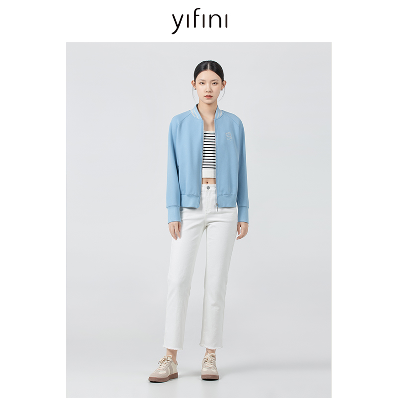 Yifini/易菲美式复古短款棒球服外套女春秋新款飞行夹克上衣 - 图2