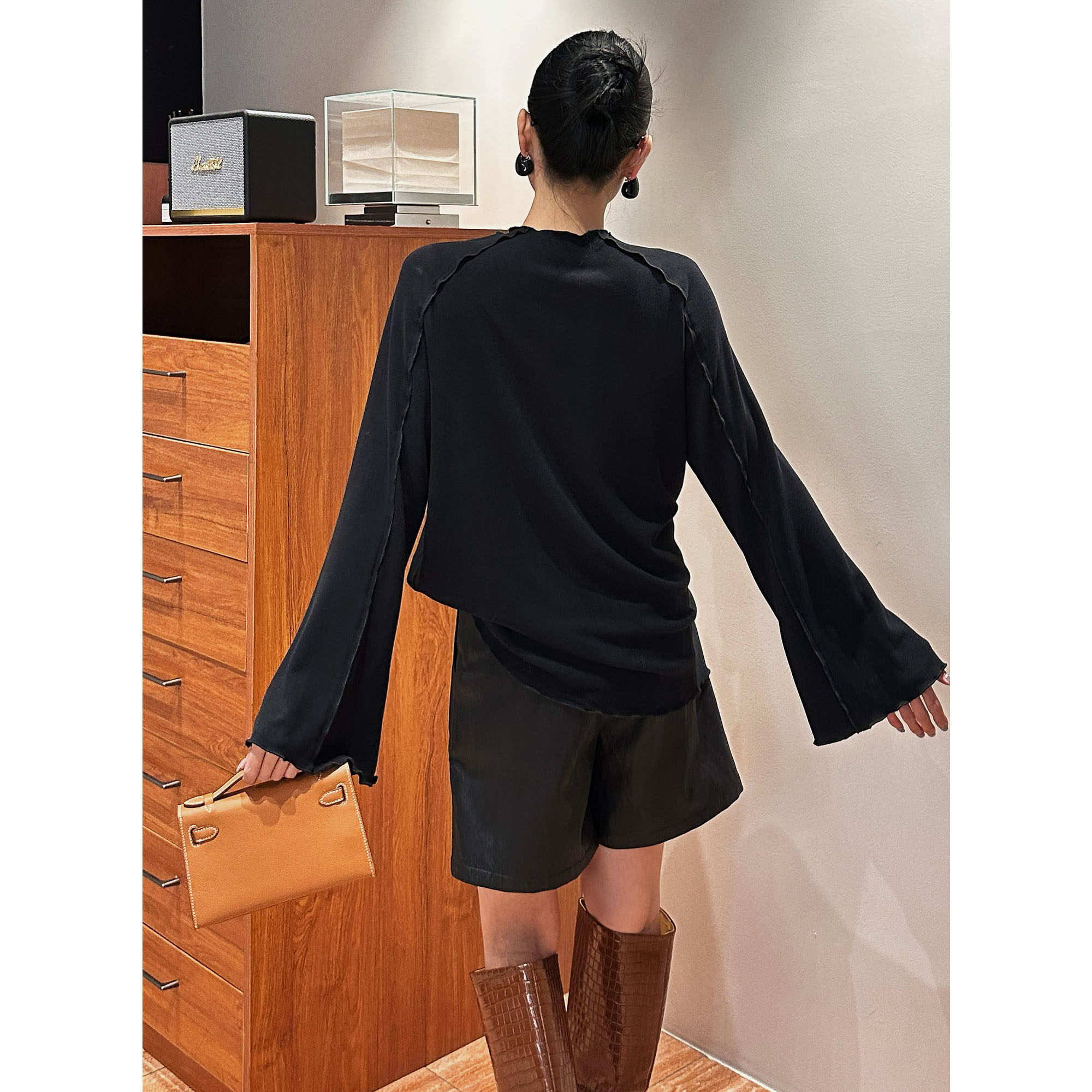 紫紫 双兜廓短裤 超A蛋白皮裤春秋显瘦皮短裤外穿显瘦黑短裤子女,淘宝优惠券,粉丝福利购,淘宝优惠卷