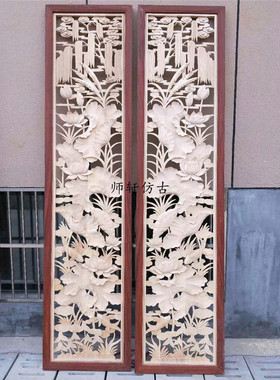 东阳木雕中式手工板实荷花酒店