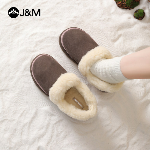 快乐玛丽棉鞋女2025冬新款厚底防滑一脚蹬加绒勃肯鞋外穿毛毛鞋 - 图3