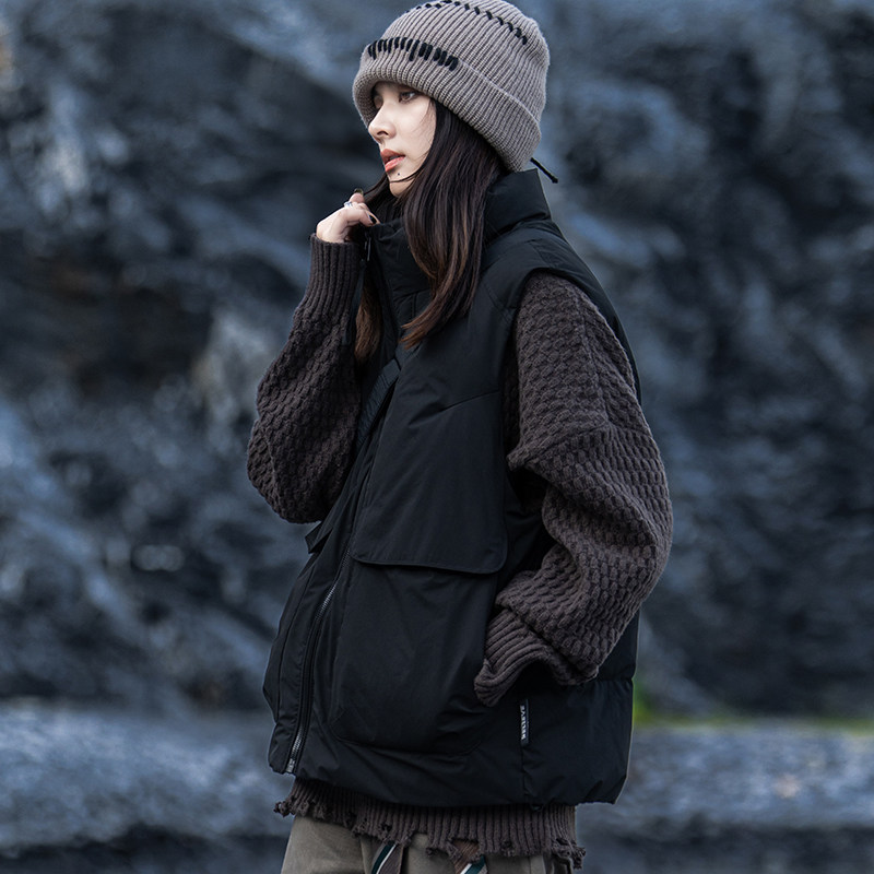 AOGZ工装羽绒马甲男女同款秋冬季抗寒显瘦宽松潮牌外穿坎肩羽绒服,淘宝优惠券,粉丝福利购,淘宝优惠卷