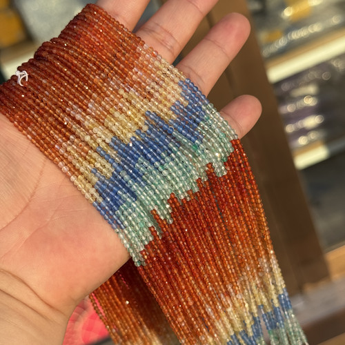 2mm渐变彩色多宝玛瑙天然石散珠半成品diy锁骨链手链配珠串珠 - 图3