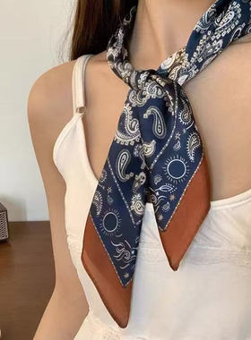 腰果花真丝小方巾53CM
