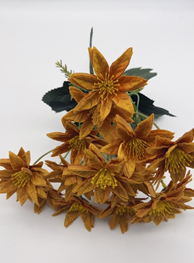 仿真花5叉15朵花枫叶 插花配件商场美陈家居装饰丰收节假花