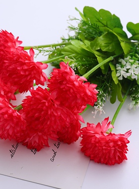 仿真菊花清明花束 塑料花球菊祭祀假花装饰 扫墓绢花摆件现货