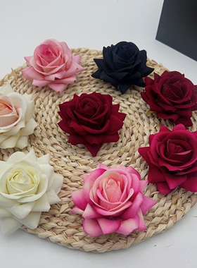 仿真绒布玫瑰花头烘焙蛋糕红色玫瑰花胸花材料服装装饰花婚庆花朵