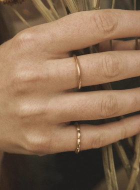 MINIBLOOM 纯银花环细圈戒指金银两色百搭戒指尾戒