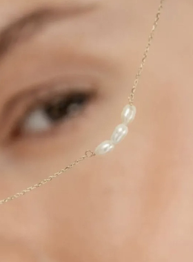 MINI BLOOM 三颗米粒珍珠项链美国进口14K包金