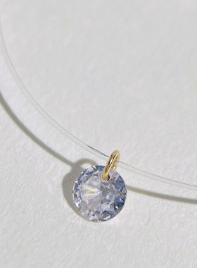 MINI BLOOM 透明鱼线 5-6mm天然珍珠锆石Choker项链欧美饰品