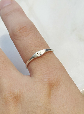 极简治愈纯银开口微笑戒指