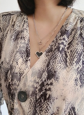 欧美爱心项链小众ins双层毛衣链