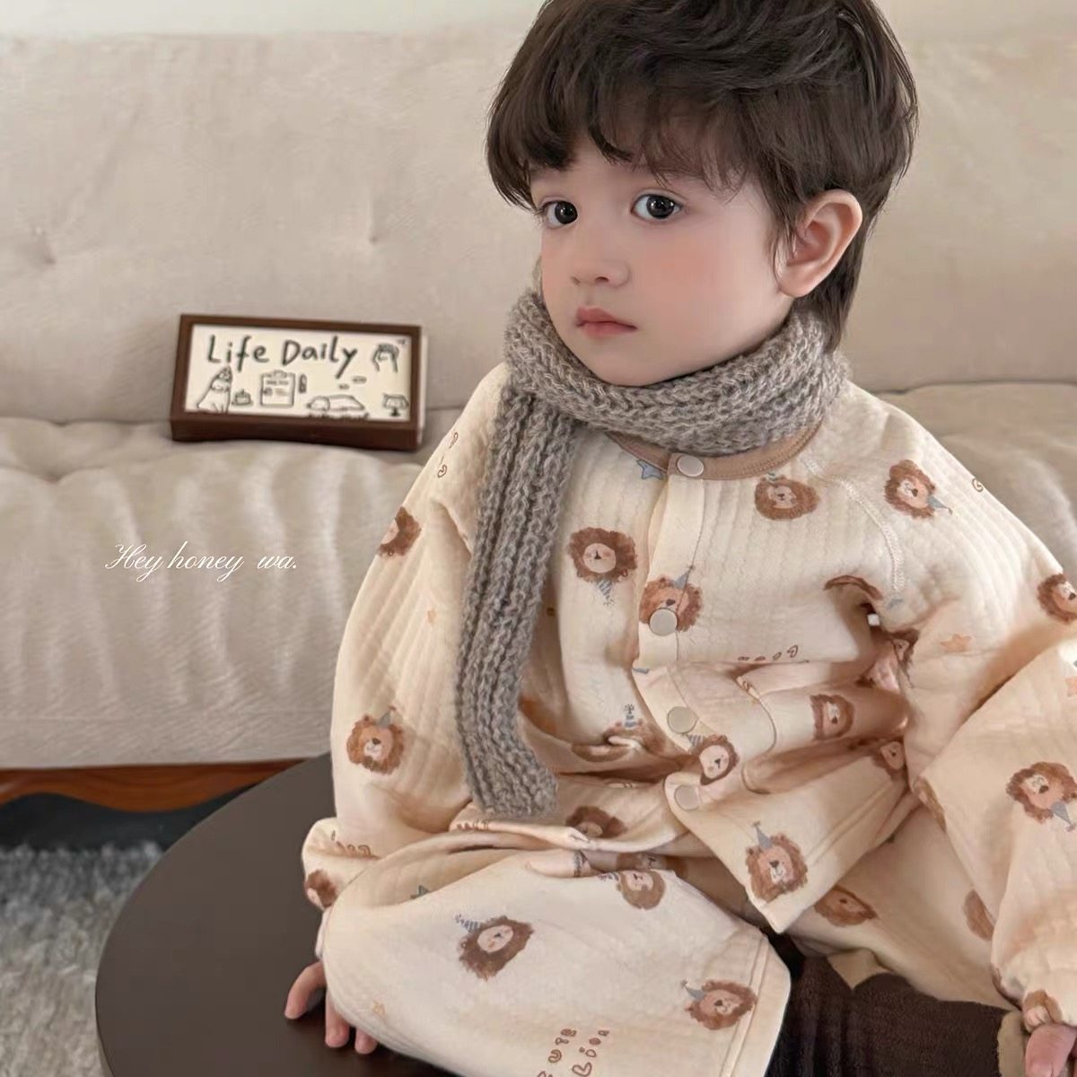 亲子儿童睡衣男女孩宝宝家居服套装空气纯棉长袖秋冬季款保暖内衣,淘宝优惠券,粉丝福利购,淘宝优惠卷