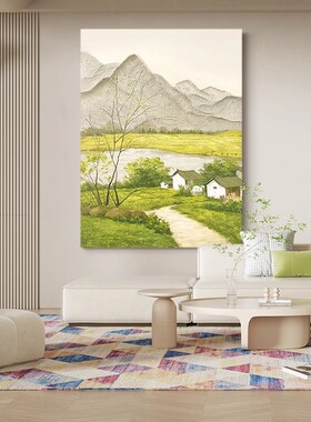 原创手绘油画《丰饶山水》客厅抽象立体挂画餐厅玄关森系装饰画