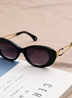 高级感猫眼太阳镜女小脸上深下浅色窄框时髦防紫外线墨镜可配度数