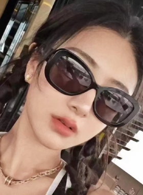 天使之微眼镜 黑超墨镜女偏光镜猫眼太阳镜方圆脸大脸显瘦脸黑色