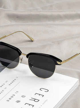 大脸显瘦宋佳同款墨镜女豹纹半框