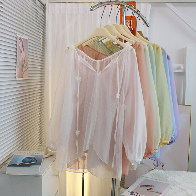 ເສື້ອຢືດ chiffon ເນື້ອບາງໆ ເນື້ອບາງໆ ປ້ອງກັນແສງແດດ ສຳລັບຜູ້ຍິງ