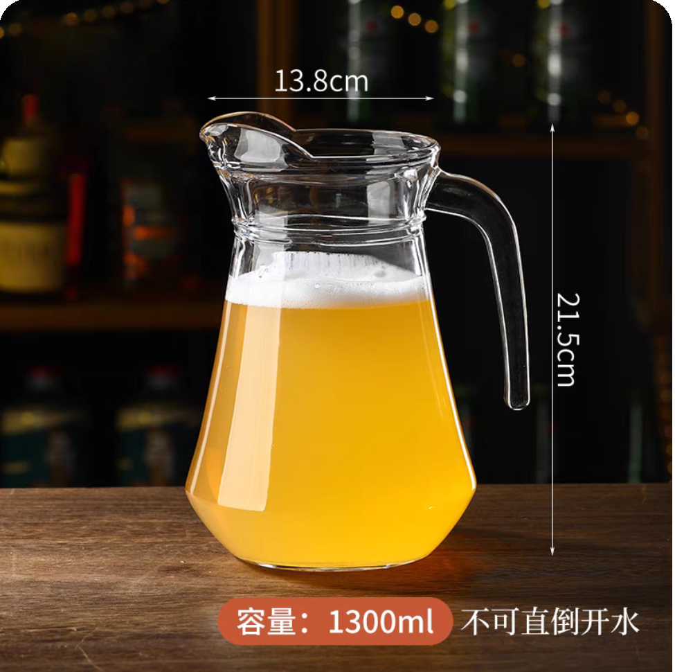 精酿啤酒杯1.5L青岛啤酒大扎壶1升玻璃扎啤杯3斤扎啤壶玻璃鸭嘴壶 - 图1
