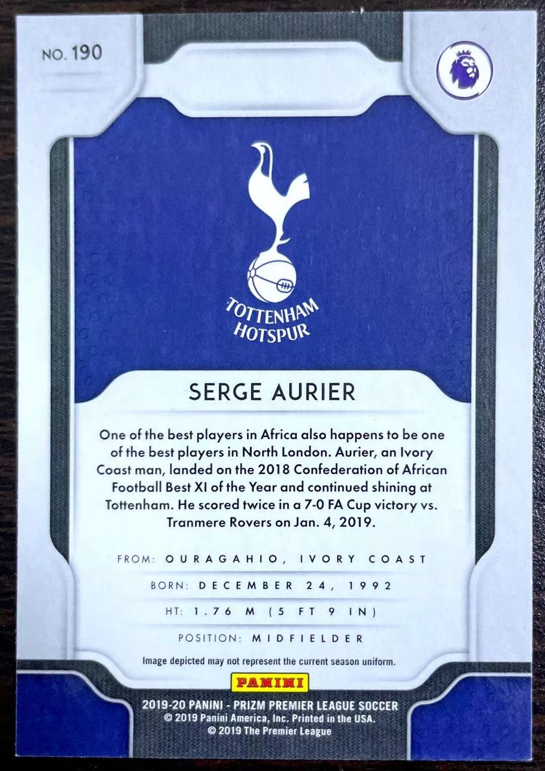 【iR】足球球星卡 Panini 塞尔吉 奥里耶 Serge Aurier 热刺 普卡