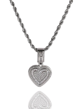 fashion hiphop heart pendant chains gold silver brass zircon