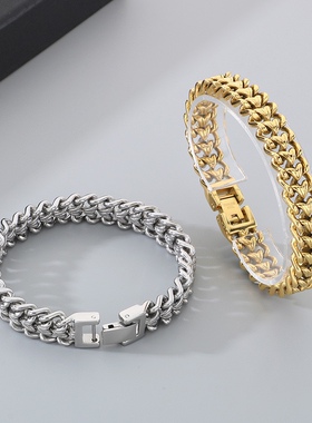 golden bracelet men fashion silver hiphop punk rock2025